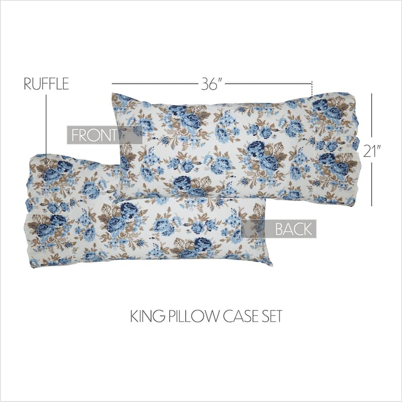 Annie Floral Pillow Case Set - King - Blue