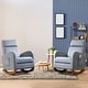 preview thumbnail 9 of 23, AVAWING Mid Century Nursery Rocking Chair Upholstered Velvet High Back Armchair Set of 2 Grey