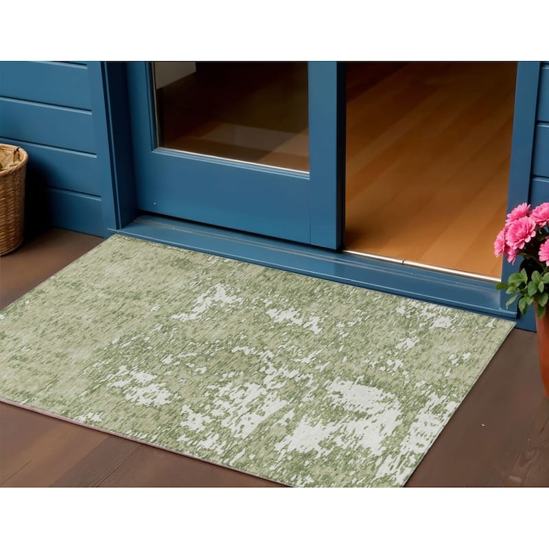 HomeRoots Abstract Transitional Rectangle Outdoor Rug - 3' x 5'