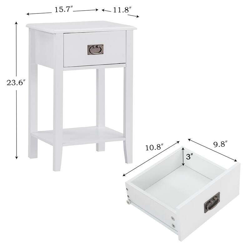 Javlergo Wooden Nightstand Bedside, Set of 2, Small End Tables with Drawer for Bedroom, Living Room, Office Room