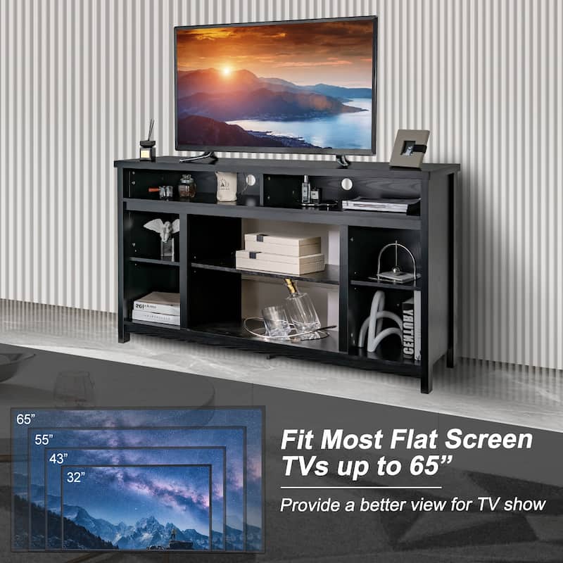 58 Inch TV Stand Entertainment Console Center with Adjustable Open Shelves - 58" x 16" x 33"