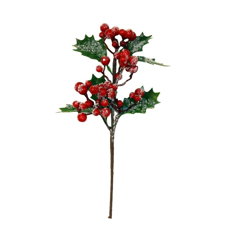 11" Artificial Iced Berry Pick, Set of 6 - 11