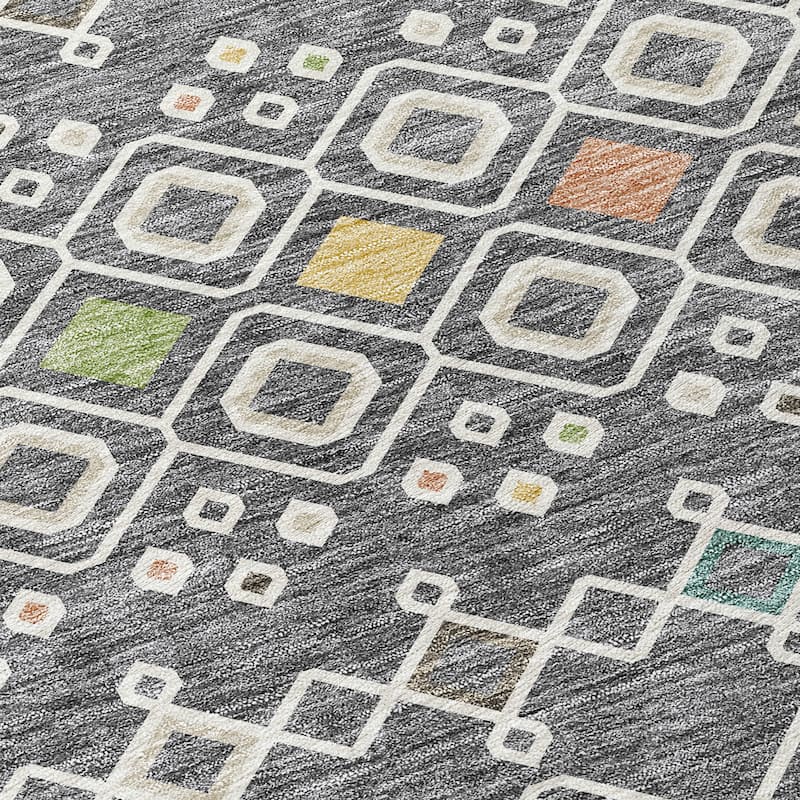Machine Washable Indoor/ Outdoor Global Contempory Chantille Rug