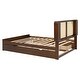 preview thumbnail 25 of 28, Wood Queen Size Platform Bed with Drawers, Trundle and Rattan Storage Headboard