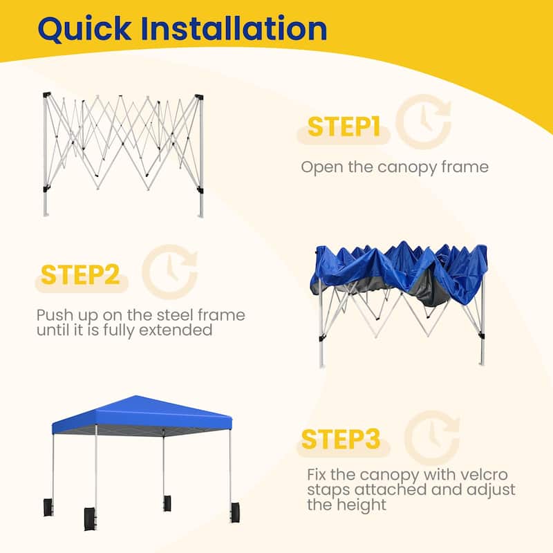 Pop Up Canopy Tent – Outdoor Shade Gazebo with Storage Bag & Sandbags,Easy Setup Canopy for Patio, Camping, Beach
