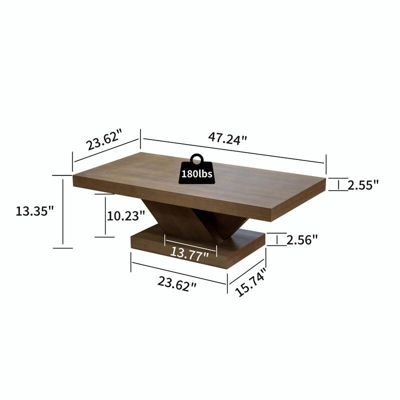 47" Modern Cross-Leg Coffee Table - Solid Wood Veneer Center Table with Sturdy X-Shape Design and Ample Storage