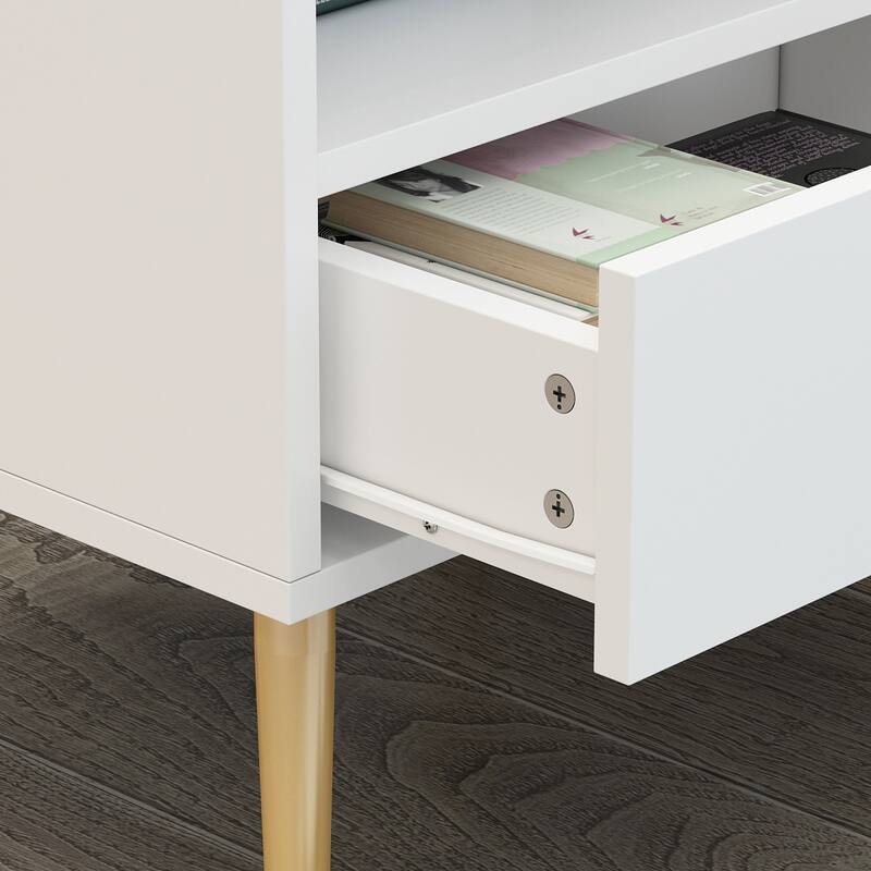 Timechee 20'' Tall 1 - Drawer Metal Legs Nightstand(One Piece)