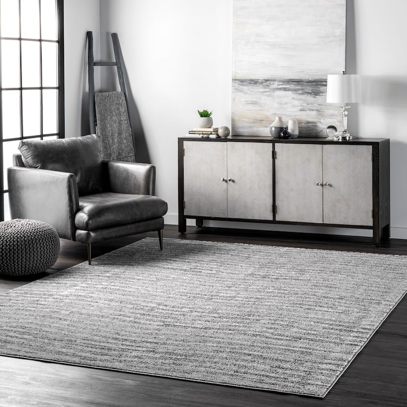 Nuloom Sherill Abstract Transitional Area Rug - 6' Square - Grey
