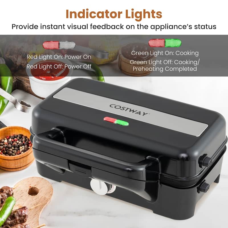 Costway 3 in 1 Waffle Iron Panini Press Grill and Sandwich Maker Set - See Details