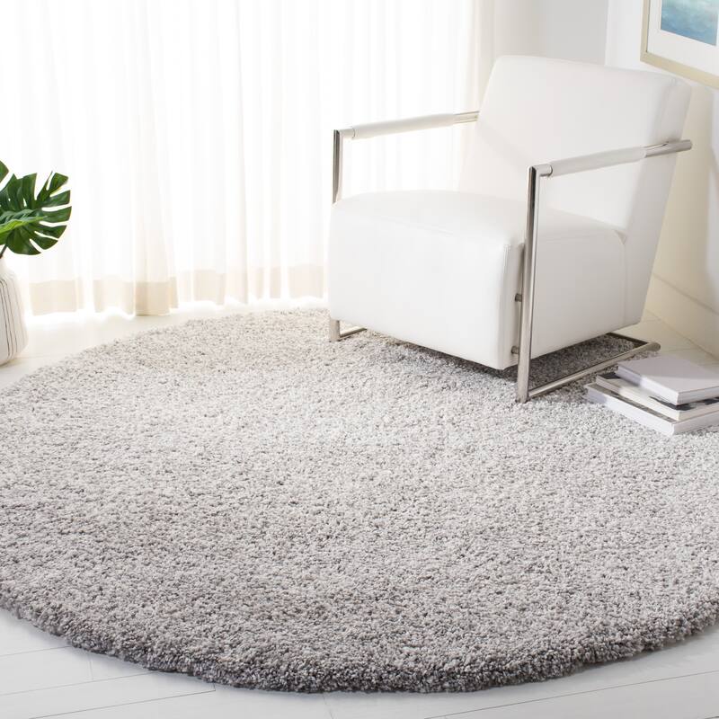 SAFAVIEH Royal Shag Soffia 2-inch Thick Rug - 6'7" x  6'7" - Light Grey - Round
