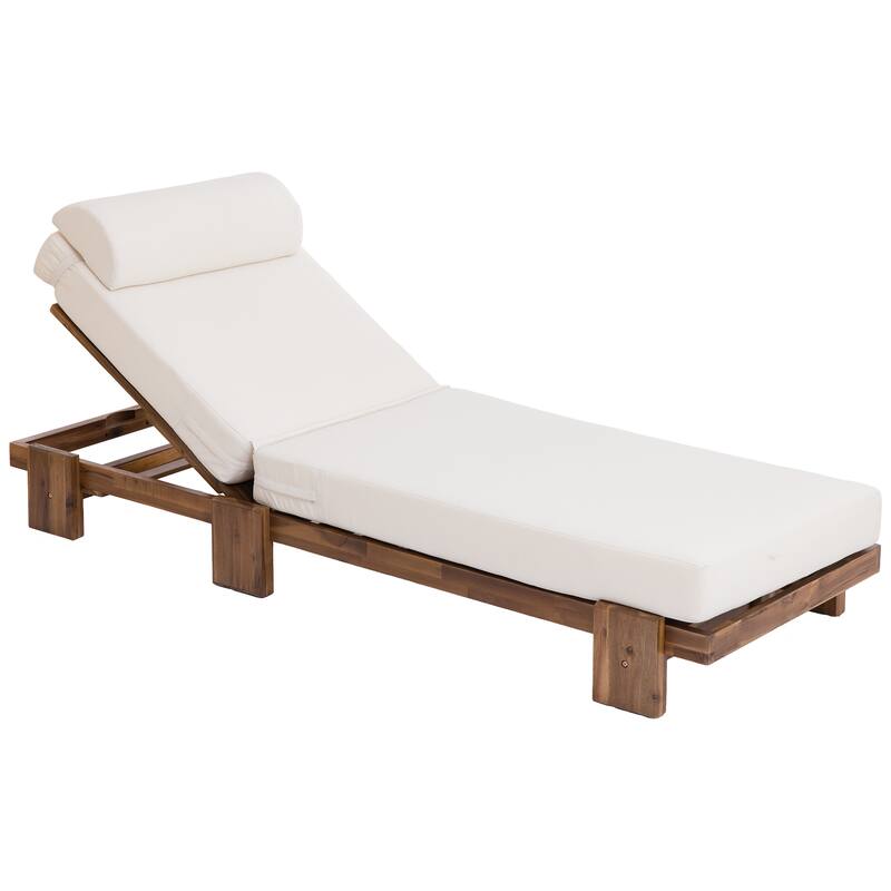 Roomfitters 78.8" Outdoor Patio Chaise Lounge Chair with Adjustable Backrest and Side Table for Poolside & Garden