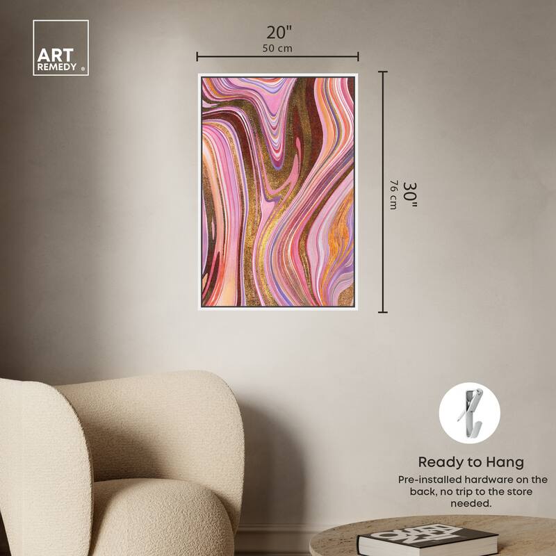 Art Remedy Doll Memories - Pink Geode Framed Mineral, Agate & Geode 1 Piece Canvas Wall Art