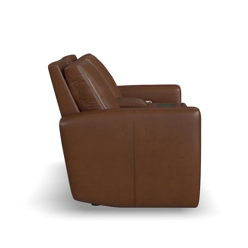 Arina Fawn Power Reclining Loveseat with Console by Flexsteel - 75" x 40" x 39"