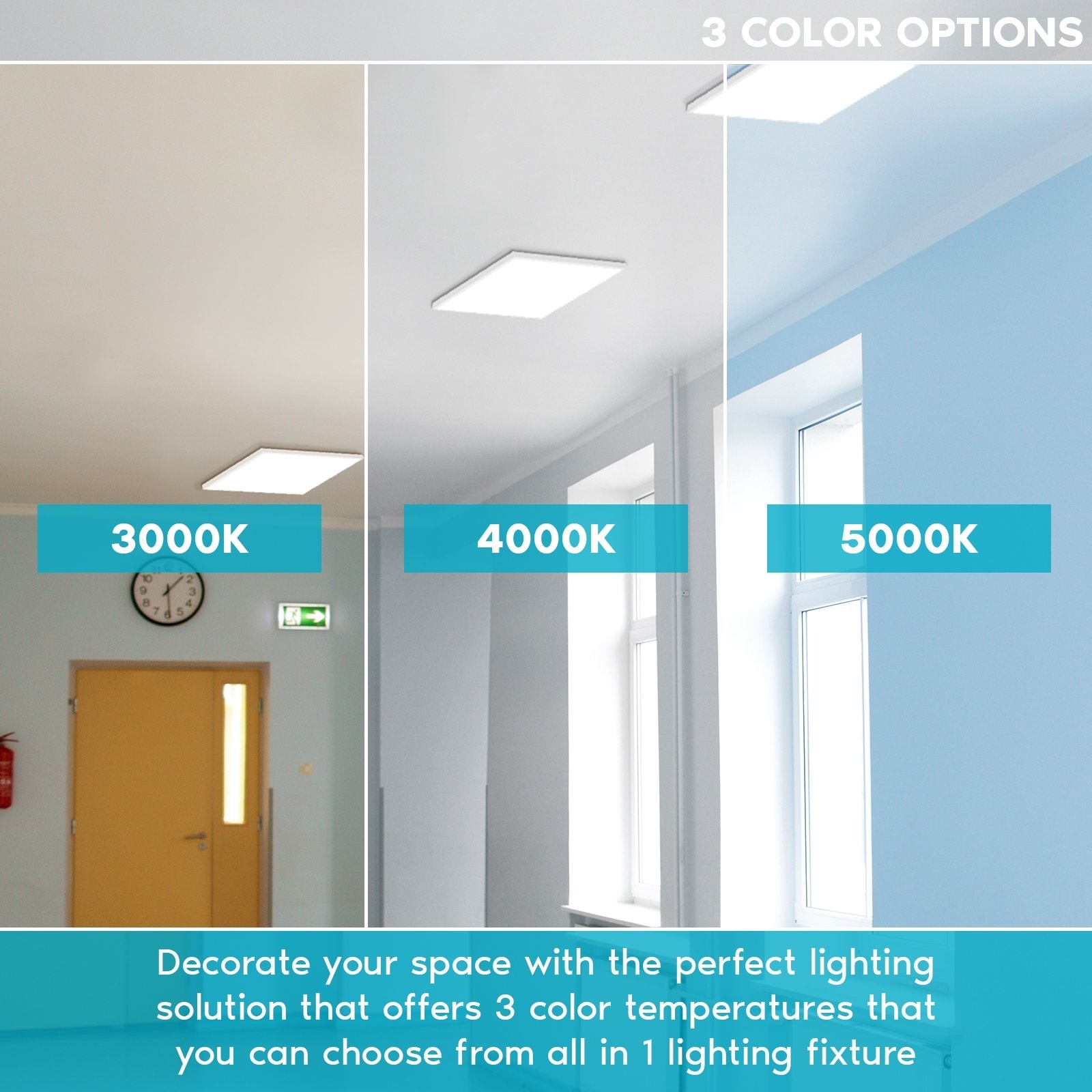 Luxrite 2x2 FT Surface Mount LED Flat Panel Light 3 Color Selectable 4000 Lumens Dimmable Damp Rated UL Listed 2 Pack Color Selectable 30K 40K 50K