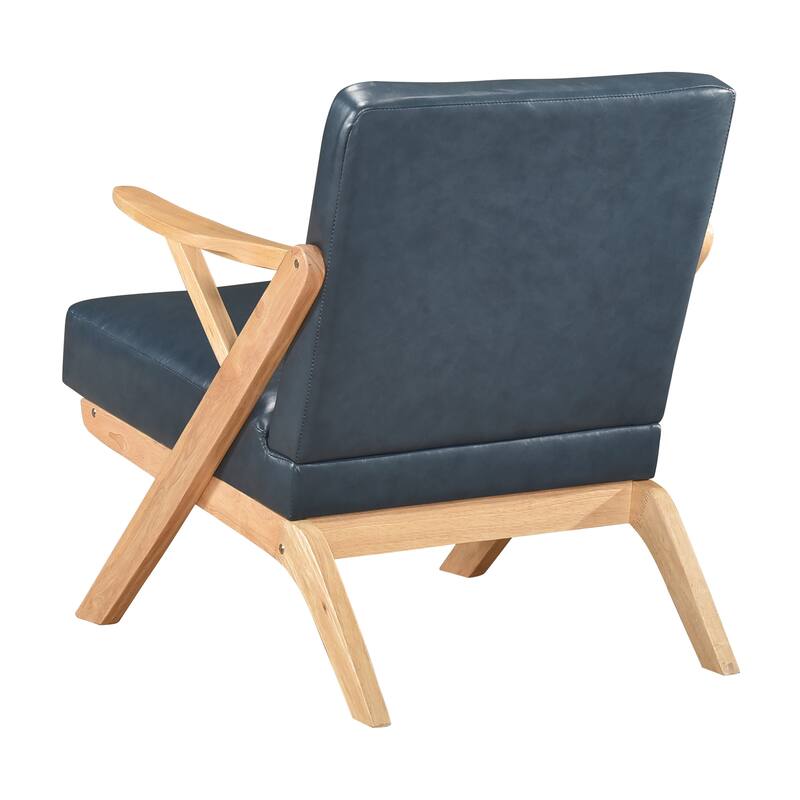 Rhys 26.5" Faux Leather Accent Chair - Solid Rubberwood Frame