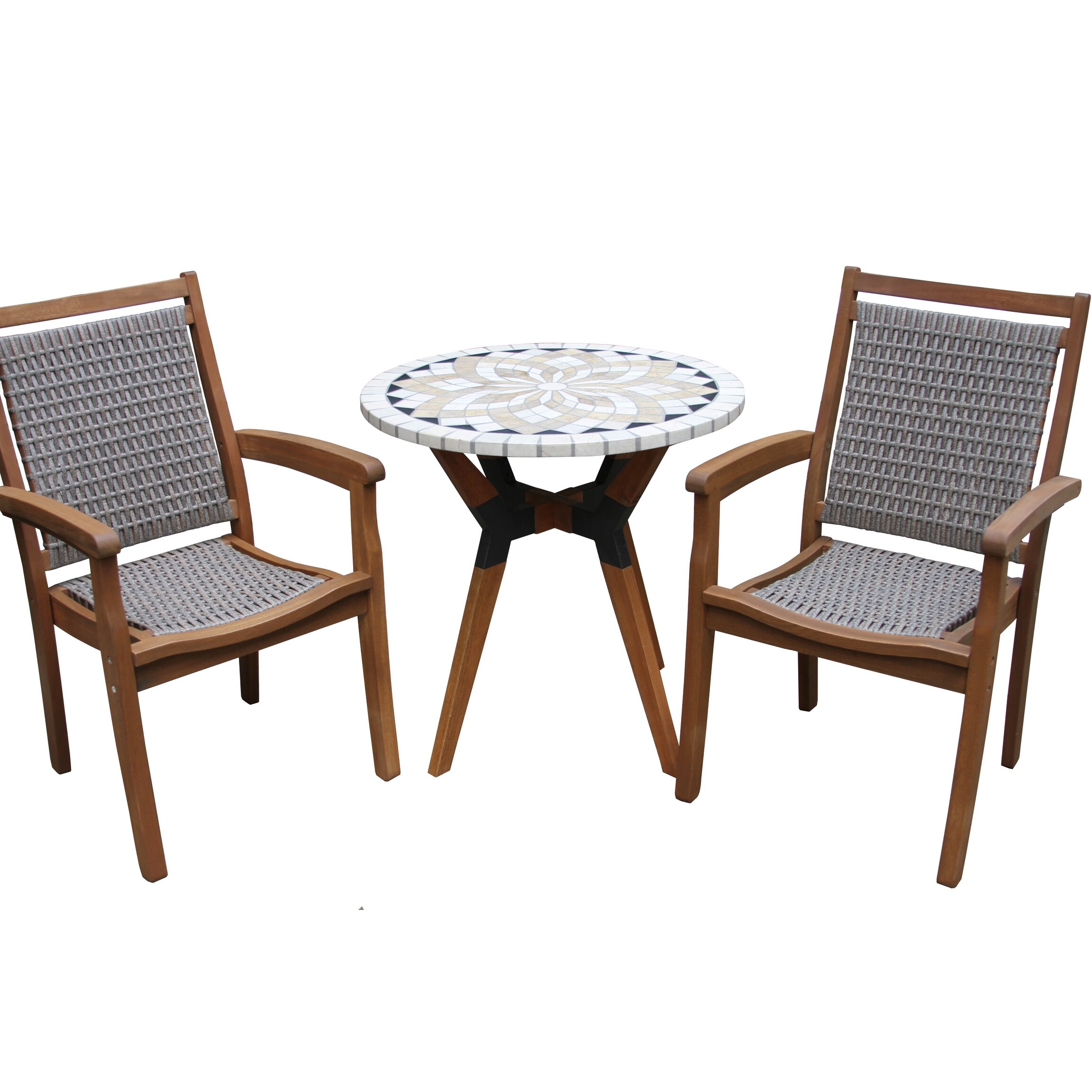 3 pc. Cordora Spanish Marble and Wicker Bistro Set Bed Bath