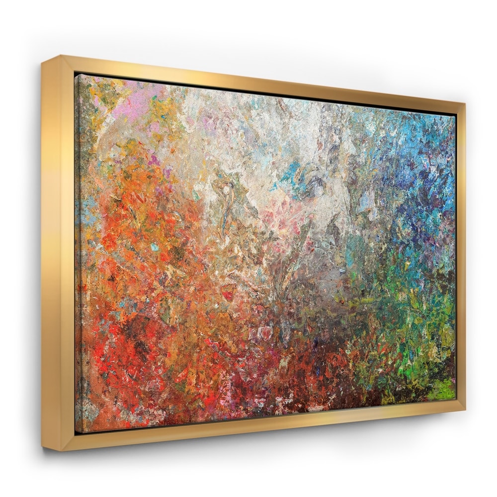 Designart "Board Stained Abstract Art" Abstract Framed Canvas Art Print