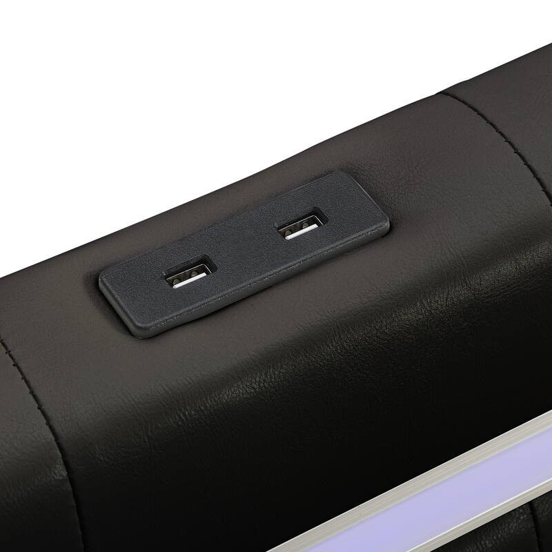 Floating Bed Frame with LED Lights and USB Charging Modern Upholstered Platform LED Bed Frame