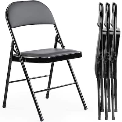 4-Pack Leather Padded Folding Chairs