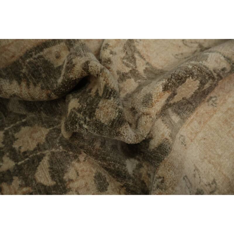 Hand Knotted Oriental 100% Wool Carpet Traditional Floral Brown Peshawar Area Rug - 4' 0'' X 2' 9''