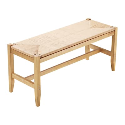 Woven Rattan Bench for Entryway Living Room or Bedroom Furniture - 40.0 x 15.0 x 17.9in