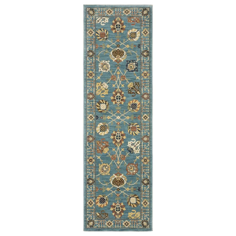 Style Haven Federica Floral Oriental Fringe Edge Area Rug - 2' 3" x 7' 6" - Blue/ Multi - Runner