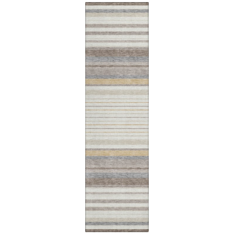 Machine Washable Indoor/ Outdoor Modern Stripes Chantille Rug
