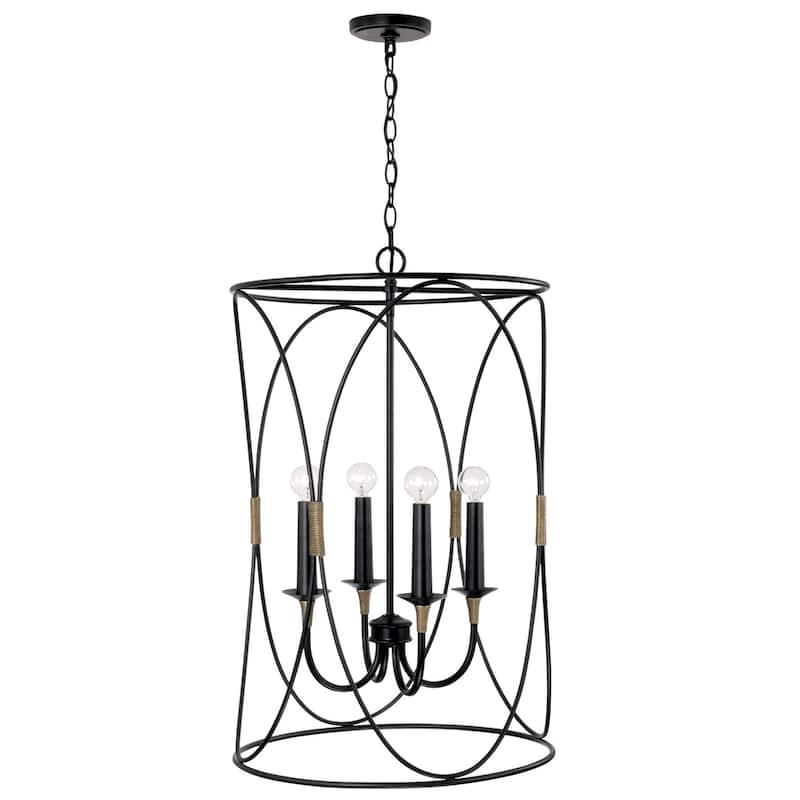 Amara 4-light Matte Black/ Brass Foyer Pendant