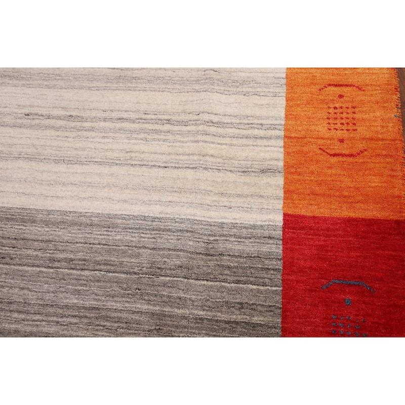 Geometric Gabbeh Area Rug Handmade Wool Carpet - 6'7" x 9'9"