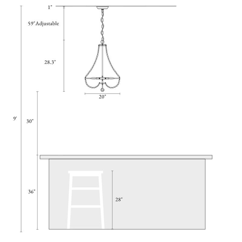 Modern Farmhouse 6-Light Wood Chandelier Boho Empire Pendant Light - D20.1"xH88.3"