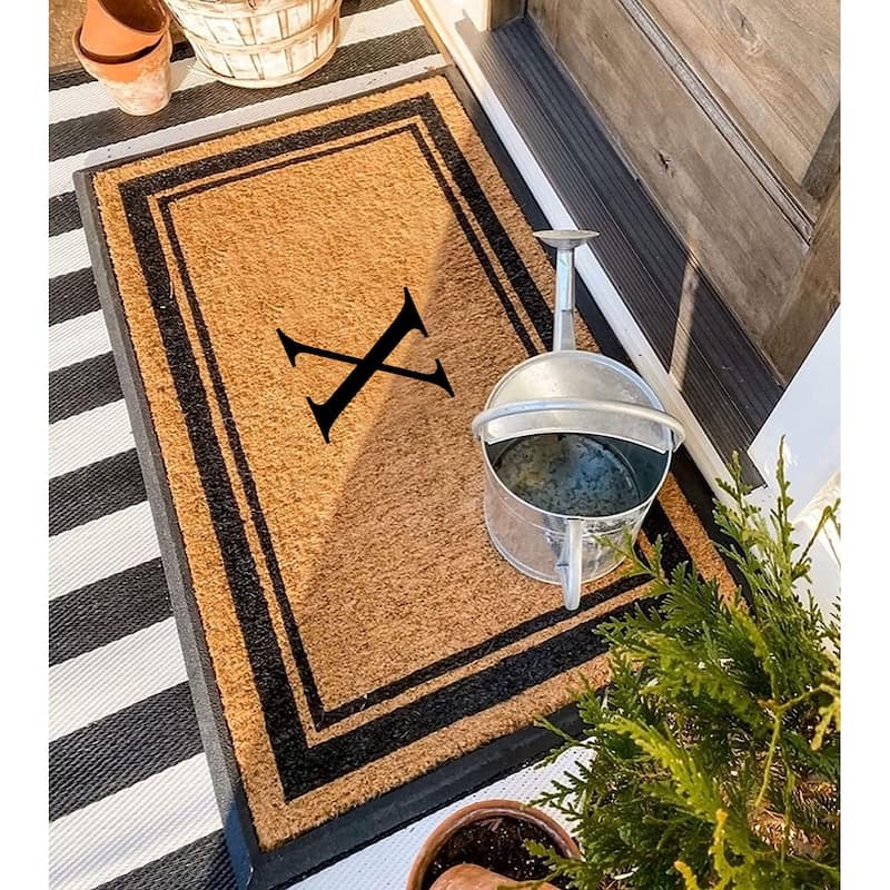 A1HC Picture Frame Natural Rubber & Coir Large Monogrammed Doormat 24"x48"