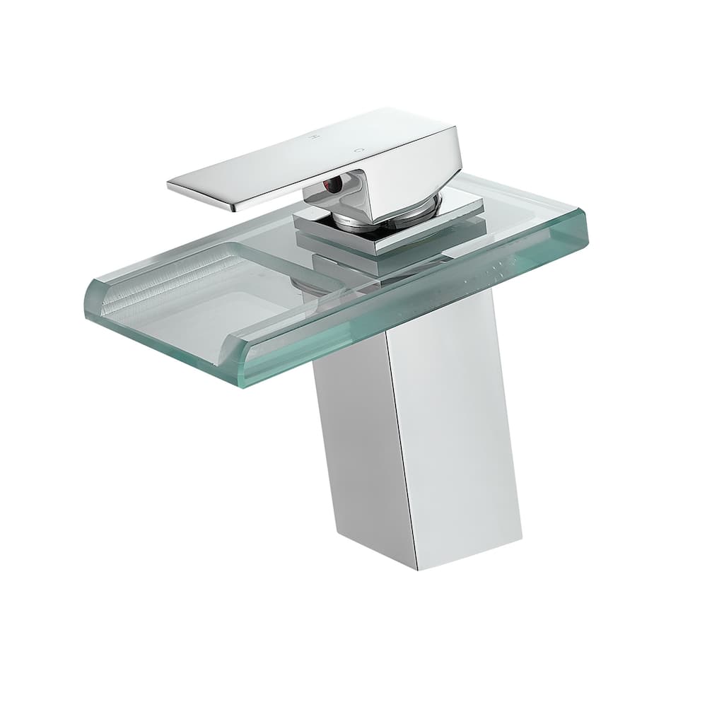Single Handle Waterfall Bathroom Faucet with LED Light Bathroom Sink Basin Faucets
