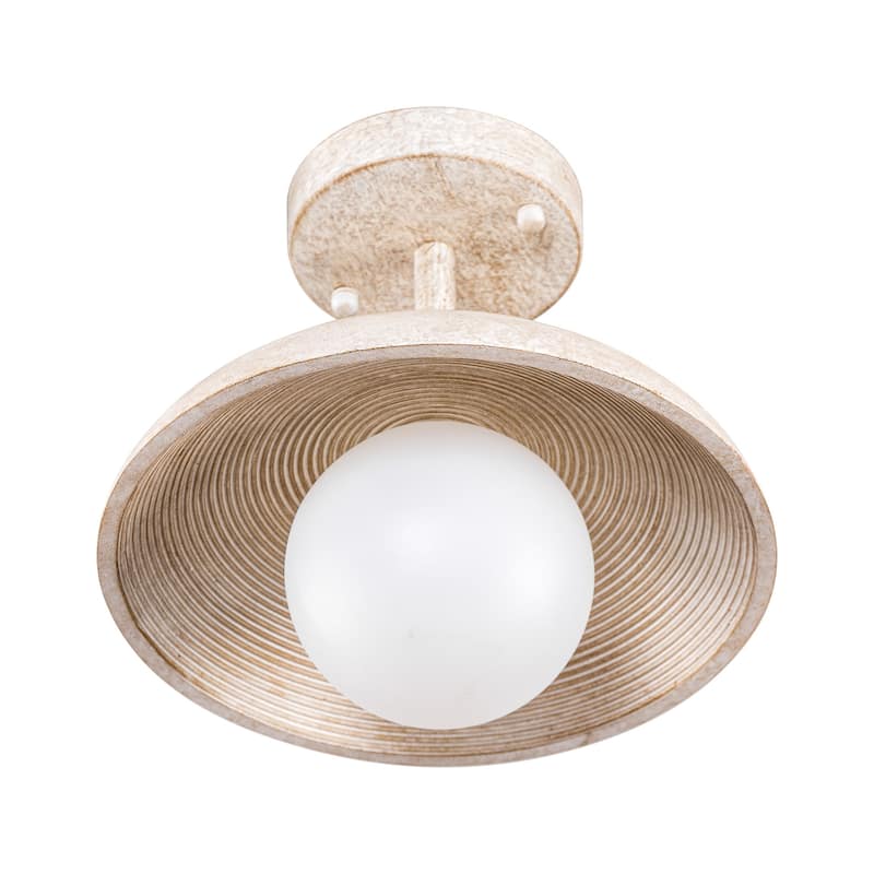 Distressed White 1-Light Hallway Semi Flush Mount Light