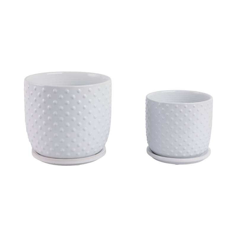 Ceramic Circular Saucer Planters Set of 2 - 6/8 in.