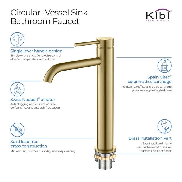 Luxury Solid Brass Single Hole Bathroom Vessel Sink Faucet