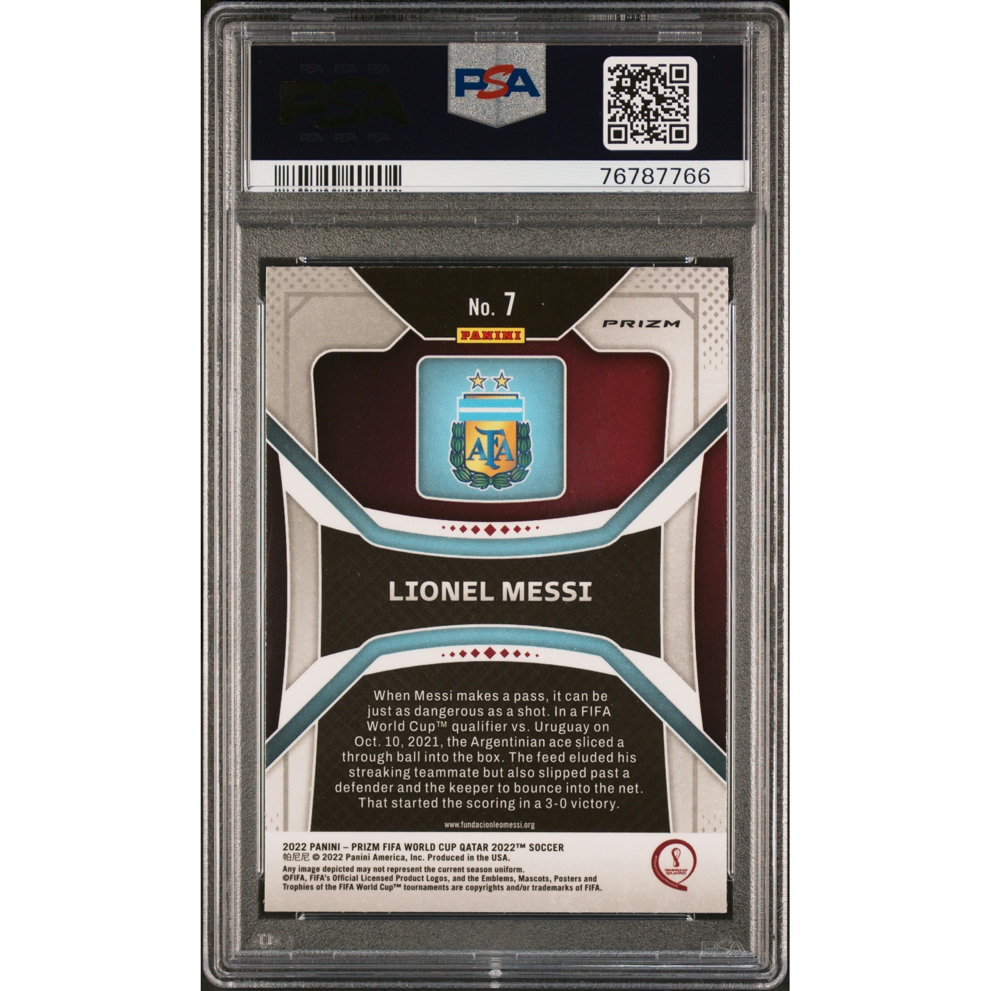 Lionel Messi 2022 Panini Silver Prizm World Cup Qatar Soccer