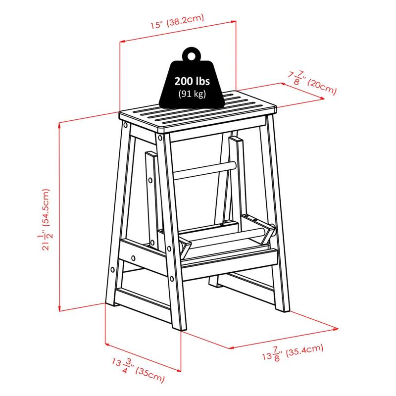 Wooden Foldable Step Stool - 21.5" - Brown