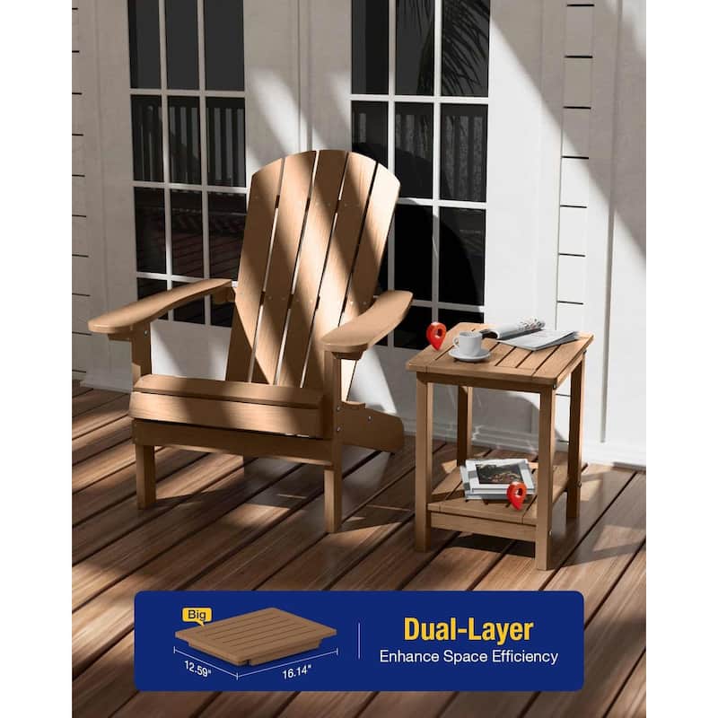 WINSOON Small Outside Adirondack Square Side Table,Double Layer