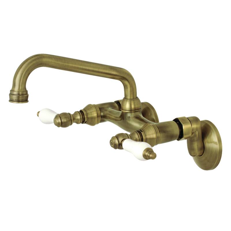 Kingston Brass Two-Handle Wall Mount Kitchen Faucet - Antique Brass