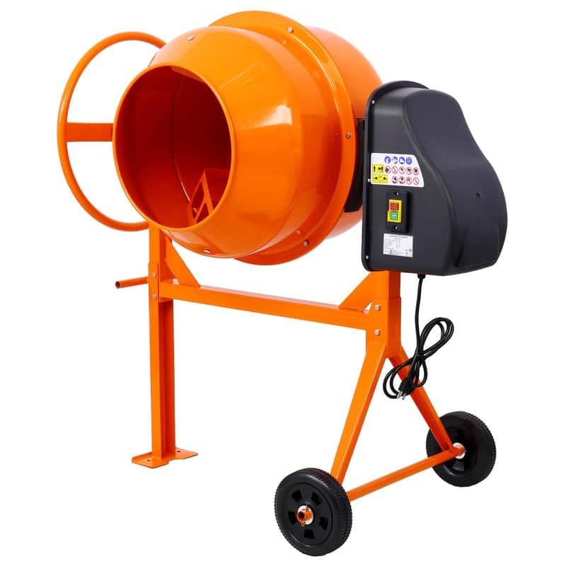 5 Cu.Ft. Electric Concrete Mixer Machine, Portable Power Cement Mixers for Mortar, Stucco and Fodder - Orange
