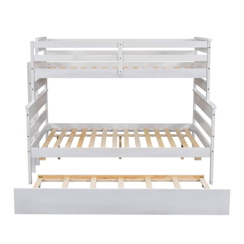 Wood Twin over Full Bunk Bed with Twin Size Trundle