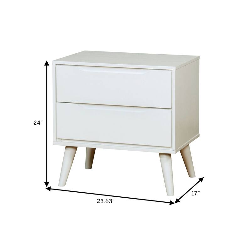Lennart II Mid-Century Modern Nightstand, White Finish