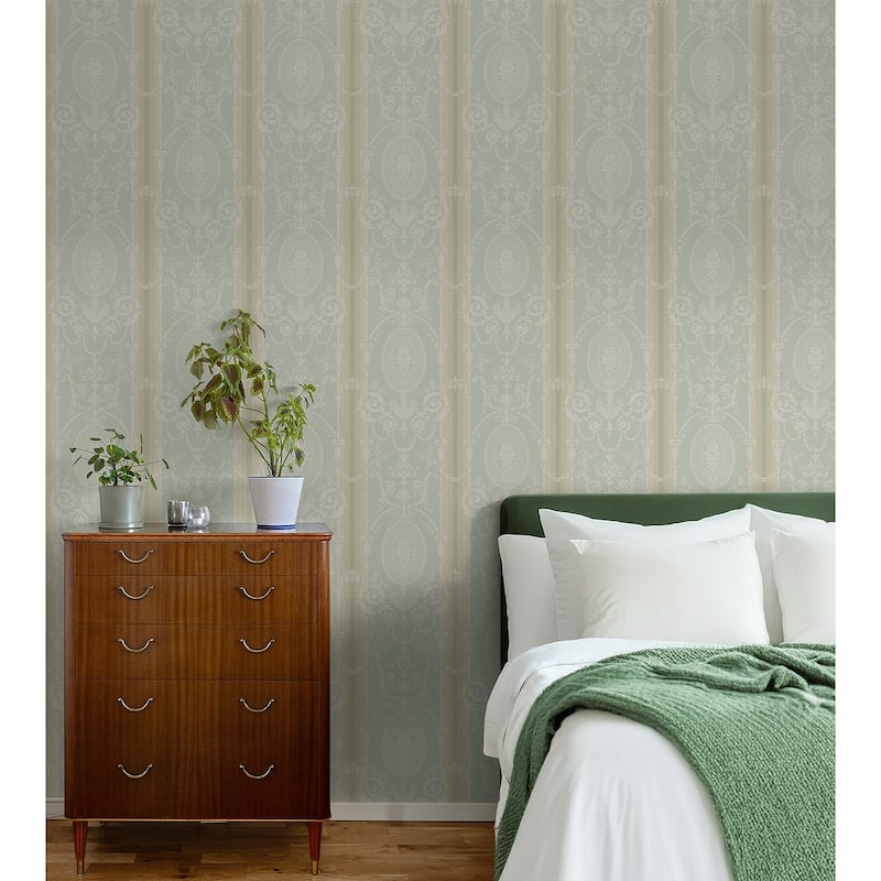 Seabrook Designs Austen Cameo Stripe Unpasted Wallpaper