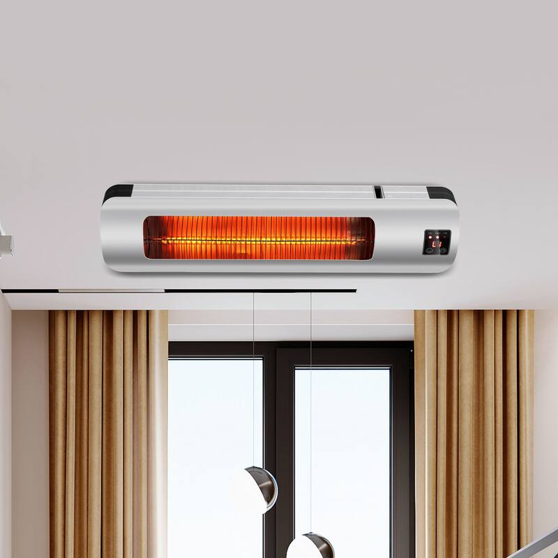 1500W Wall-Mounted Electric Heater Patio Infrared Heater with Remote Control - 23.23 in. L x 6.57 in. W x 6.97 in. H