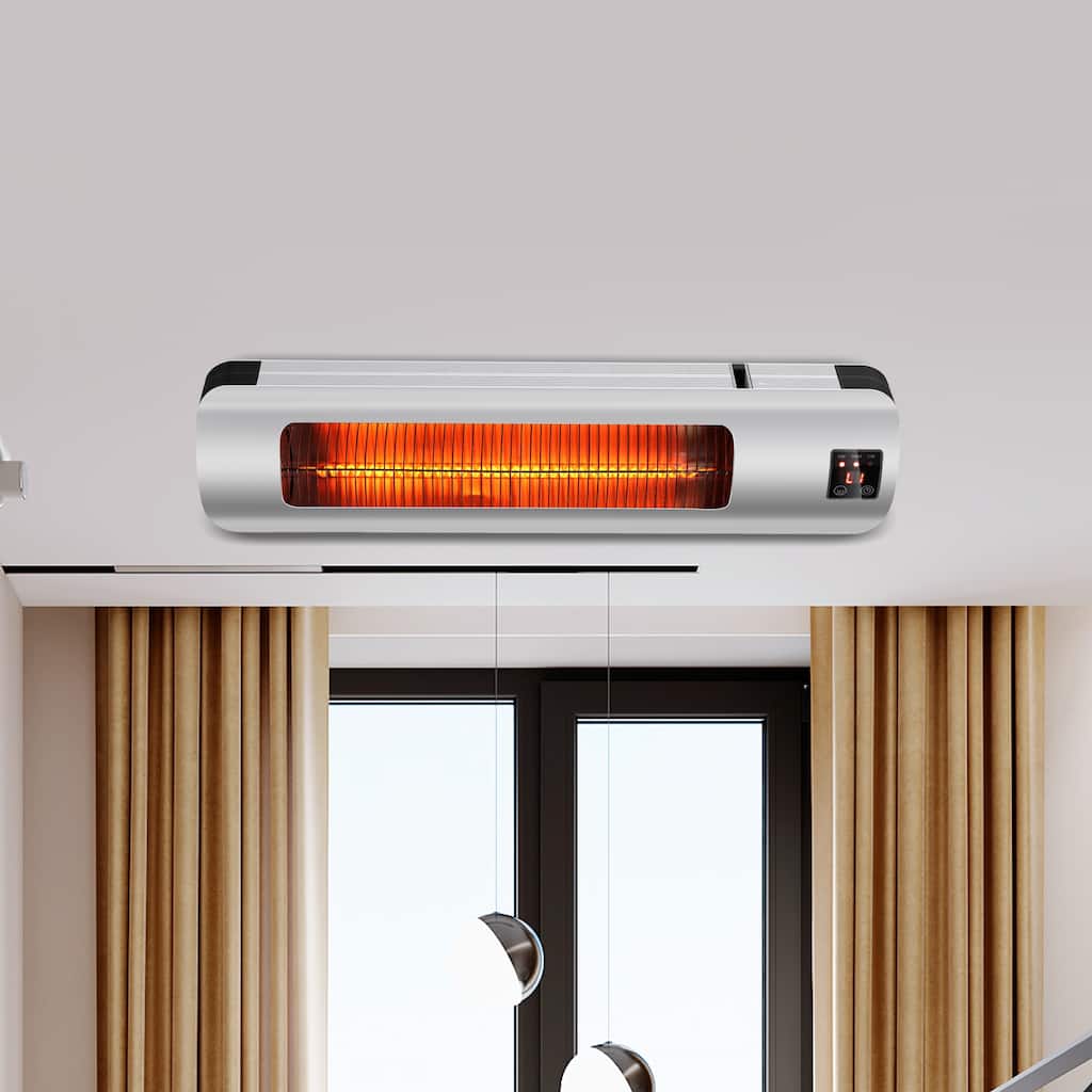 1500W Wall-Mounted Electric Heater Patio Infrared Heater with Remote Control - 23.23 in. L x 6.57 in. W x 6.97 in. H