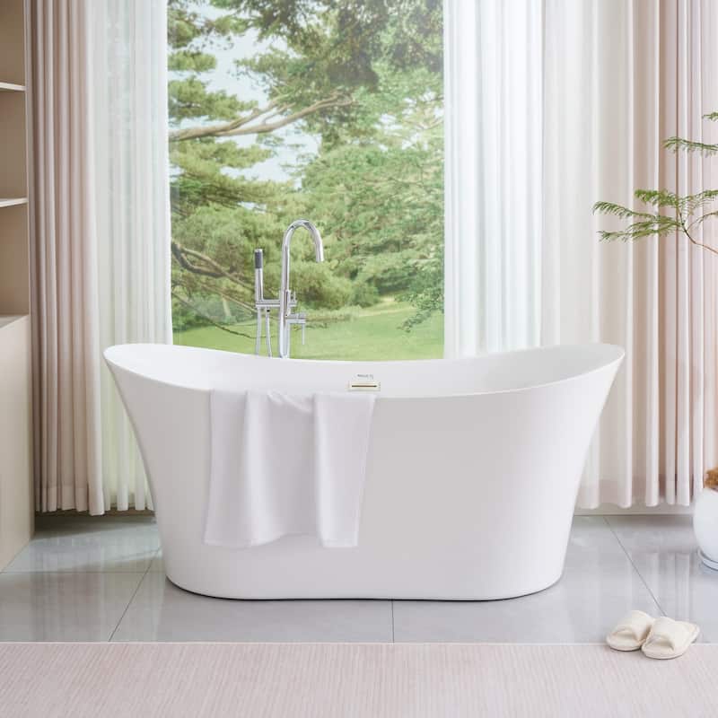 Vanity Art 67 inch Acrylic Freestanding Soaking Bathtub