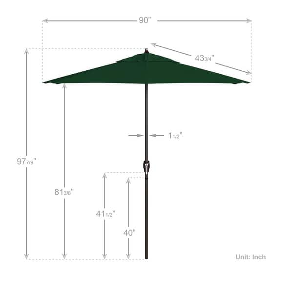 dimension image slide 4 of 20, North Bend 7.5 Crank Lift Auto Tilt Patio Umbrella with Outdoor Rated Olefin Fabric by Havenside Home