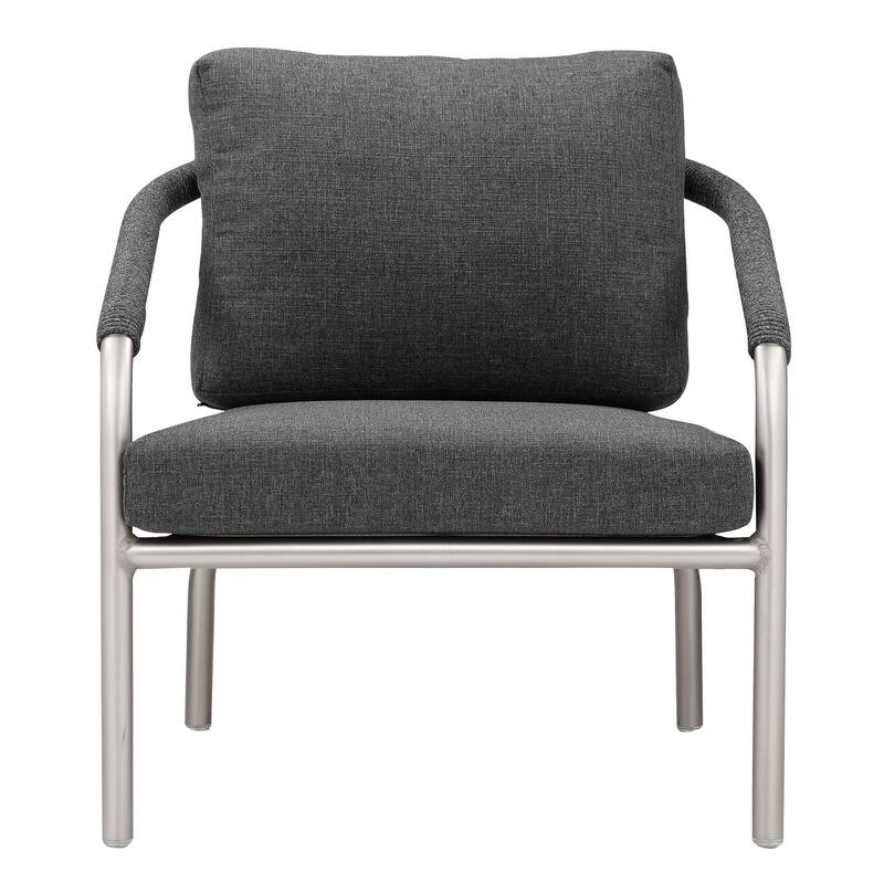 Phil 32 Inch Armchair, Slate Gray Rope Accent, Fade Resistant Cushions - Grey