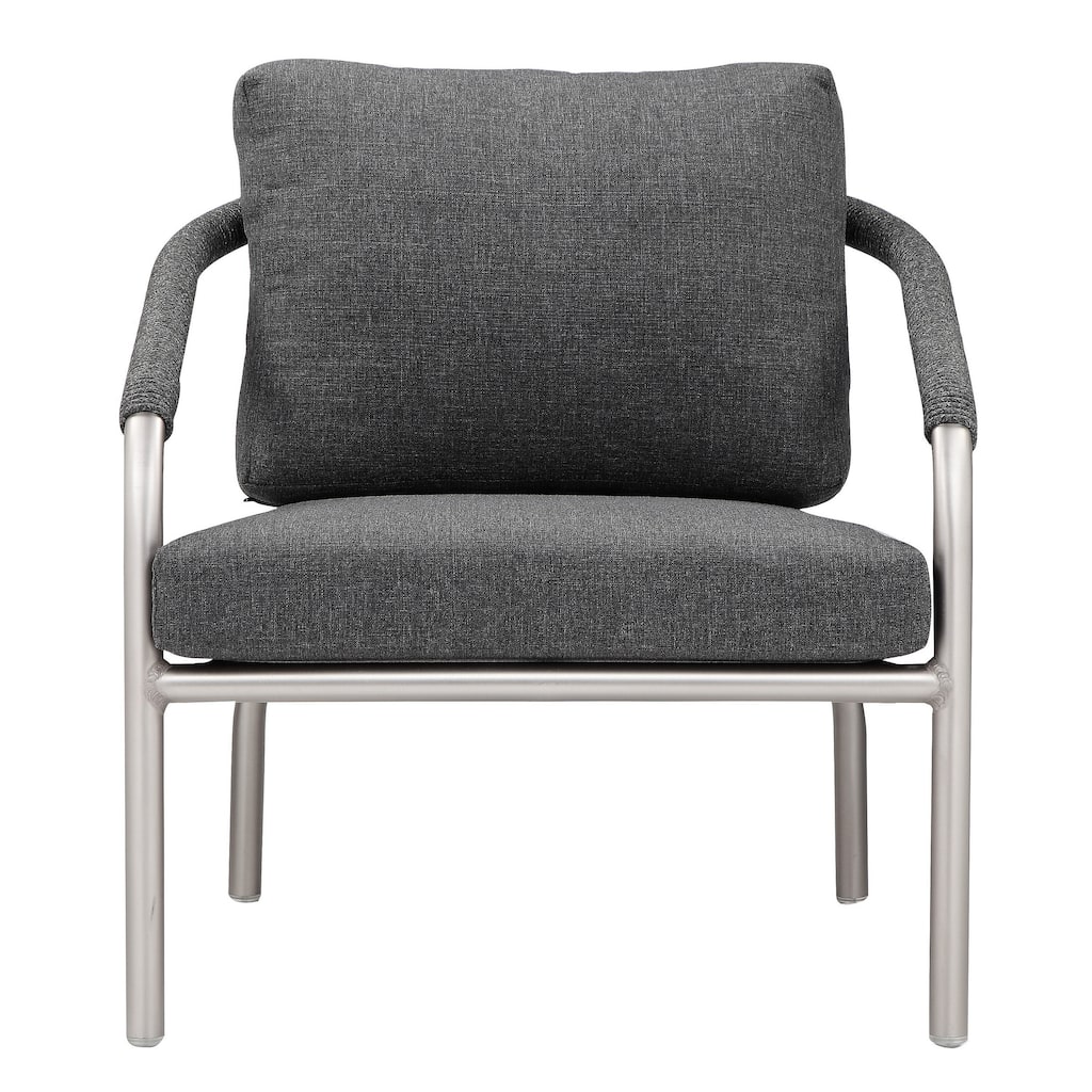 Phil 32 Inch Armchair, Slate Gray Rope Accent, Fade Resistant Cushions