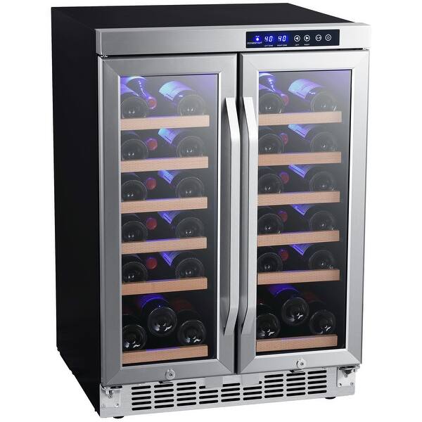 Edgestar Cwr362fd 24 Wide 36 Bottle Built In Wine Cooler With Dual Stainless Steel Overstock 26300124